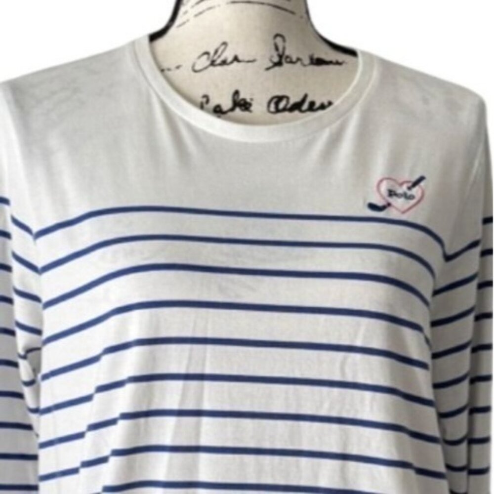 Polo Ralph Lauren Top Heart Polo Golf Striped Long Sleeve Tailored Fit Size L - Picture 2 of 9